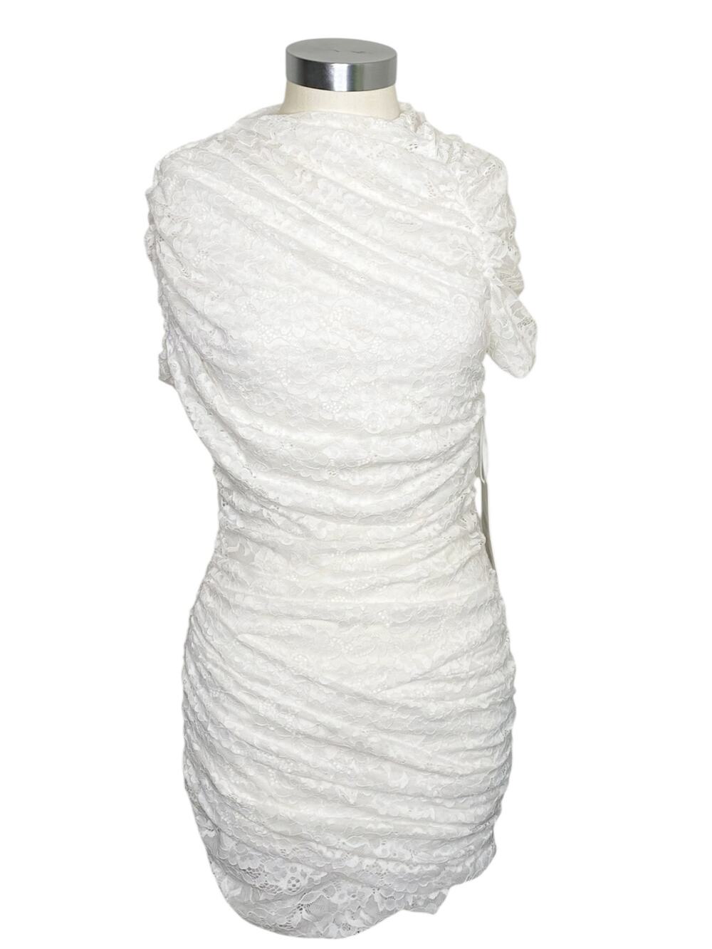 NWT Ronny Kobo Cici Ruched Stretch Lace Mini Dress S